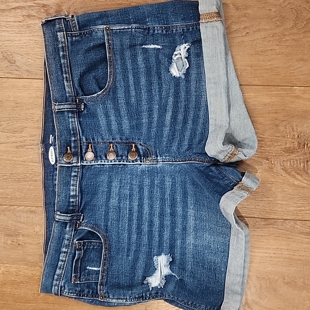 Old Navy Boyfriend Shorts Mid-Rise Button Fly Denim Women's size 16